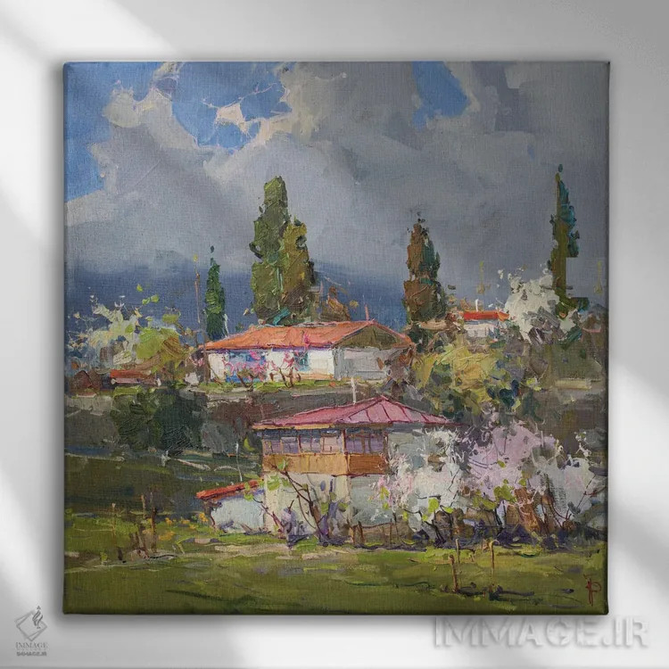 تابلو بهار در کوهستان اثر ایگور پوزدف - نمای روبهرو روی دیوار