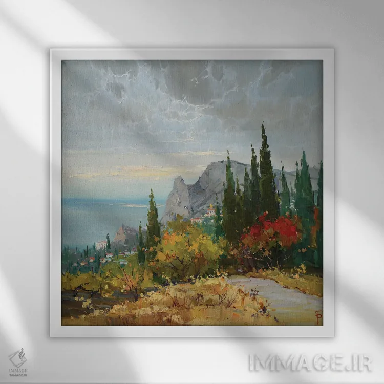 تابلو روز پاییزی اثر ایگور پوزدف - نمای قابدار سفید