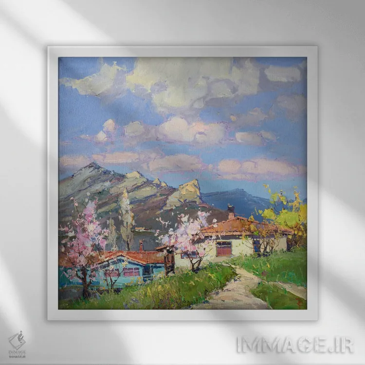 تابلو رنگهای ملایم بهاری اثر ایگور پوزدف - نمای قابدار سفید