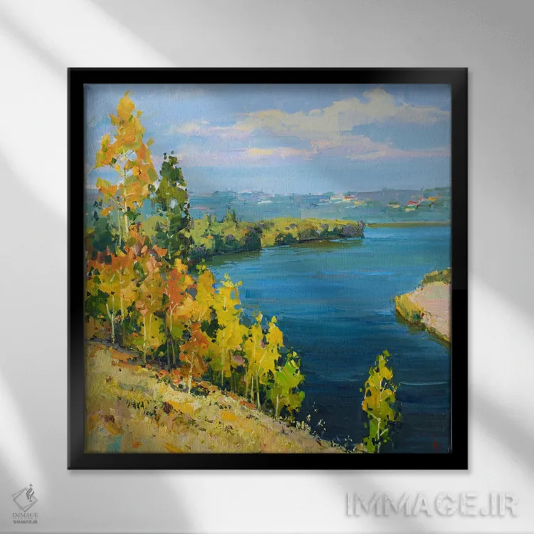 تابلو رودخانه ولگا، روسیه اثر ایگور پوزدف - نمای قابدار مشکی