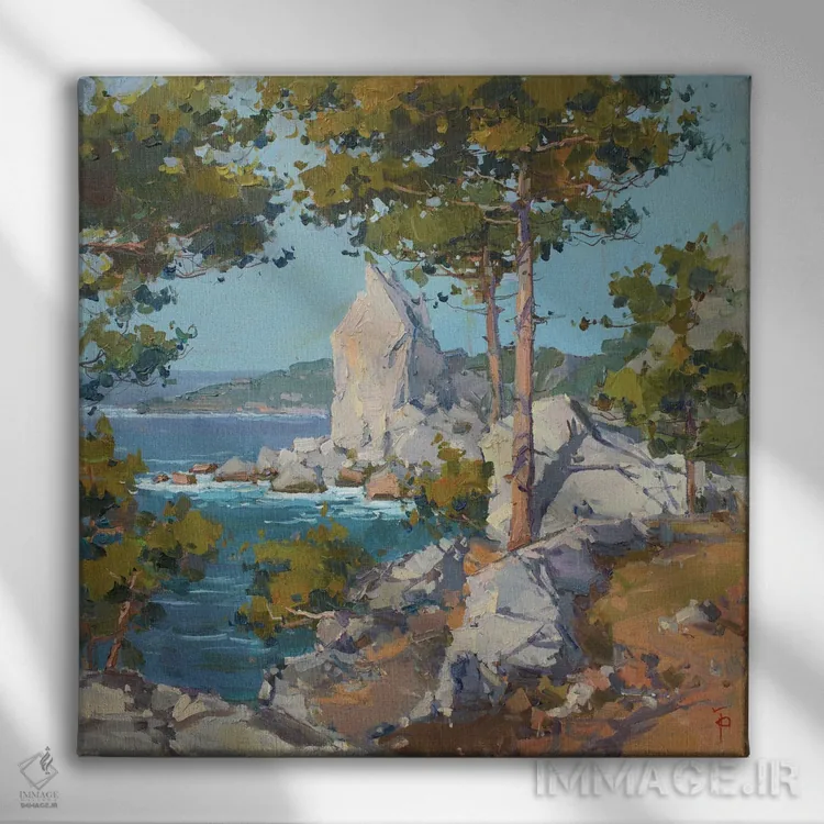 تابلو صخره قوها اثر ایگور پوزدف - نمای روبهرو روی دیوار