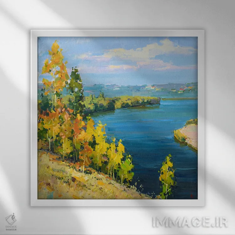 تابلو رودخانه ولگا، روسیه اثر ایگور پوزدف - نمای قابدار سفید