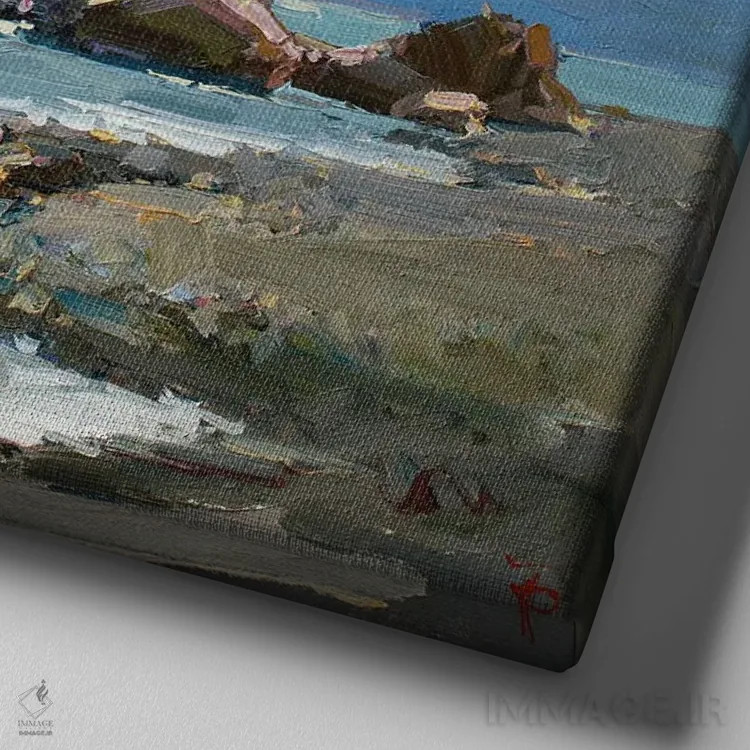 تابلو درخشش خورشید روی دریا اثر ایگور پوزدف - نمای نزدیک بافت بوم