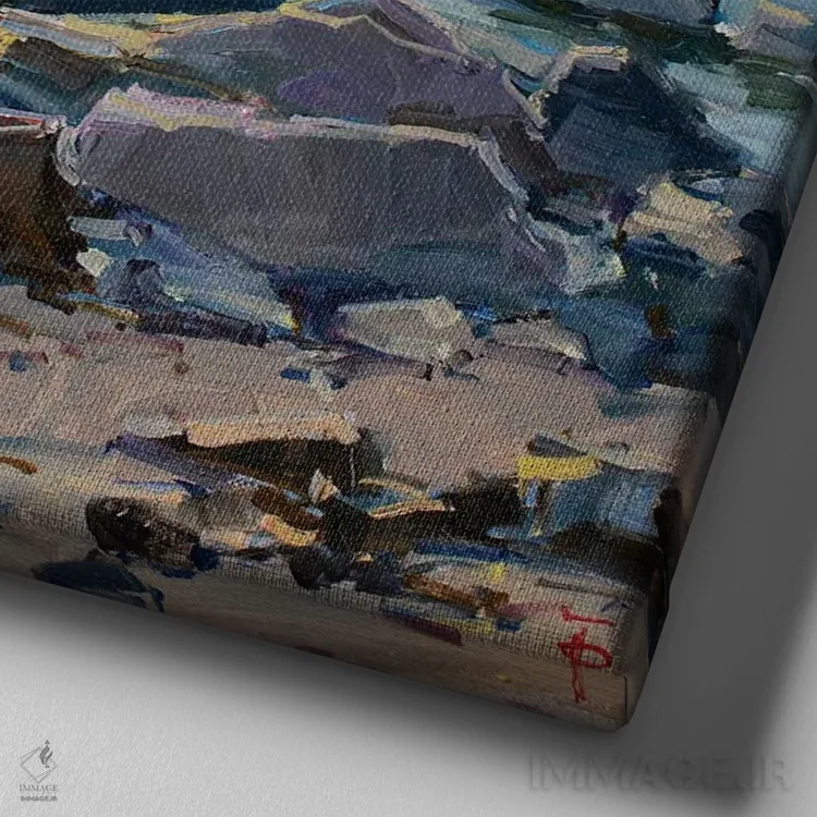 تابلو دریای آرام اثر ایگور پوزدف - نمای نزدیک بافت بوم