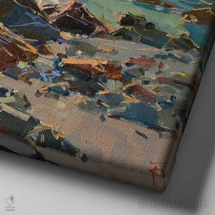 تابلو بانوی صخره اثر ایگور پوزدف - نمای نزدیک بافت بوم