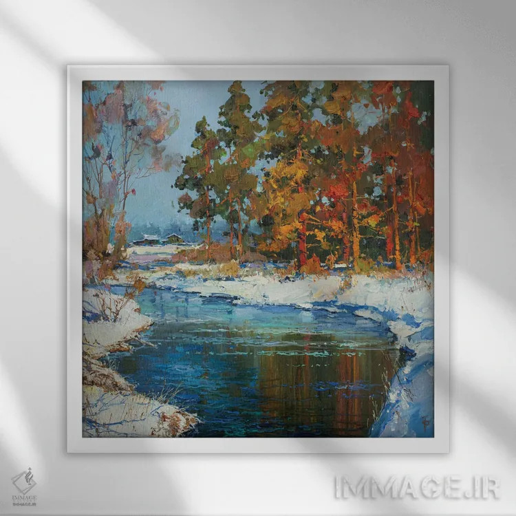 تابلو اوایل بهار در مرکز روسیه اثر ایگور پوزدف - نمای قابدار سفید