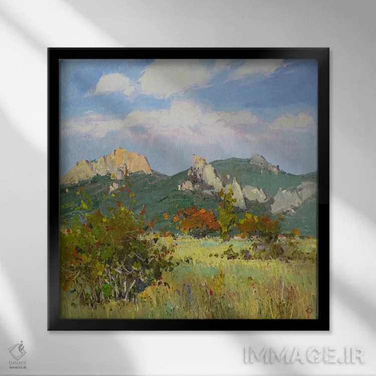 تابلو زیبایی پاییز در کوهستانها اثر ایگور پوزدف - نمای قابدار مشکی