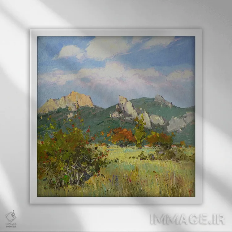 تابلو زیبایی پاییز در کوهستانها اثر ایگور پوزدف - نمای قابدار سفید