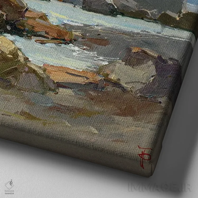 تابلو صبح بر فراز دریا اثر ایگور پوزدف - نمای نزدیک بافت بوم