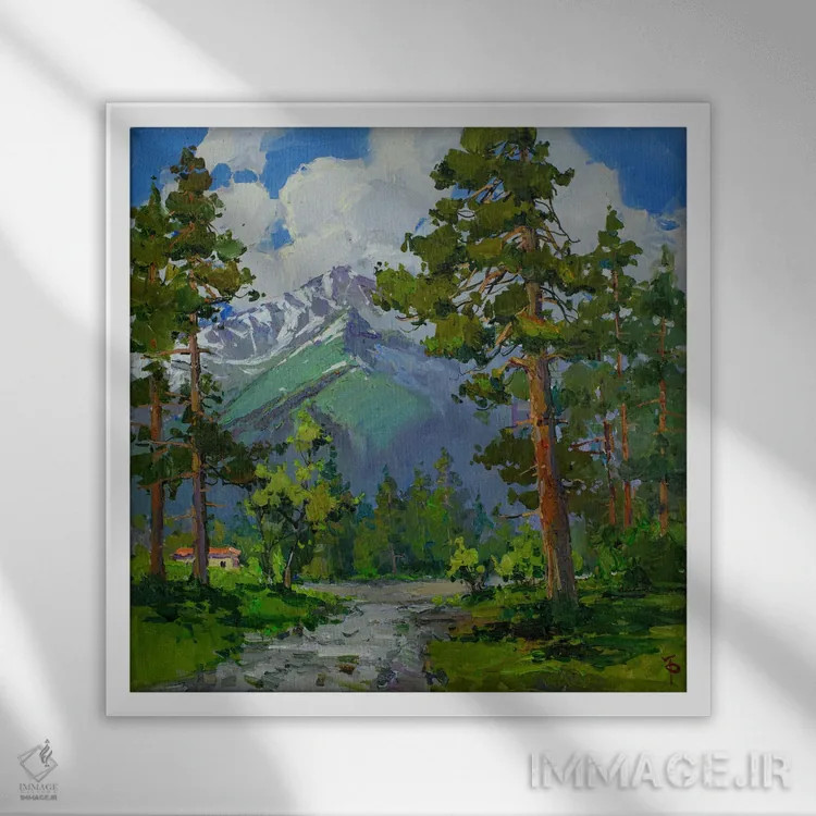 تابلو کاج اسکاتلندی قفقاز شمالی اثر ایگور پوزدف - نمای قابدار سفید