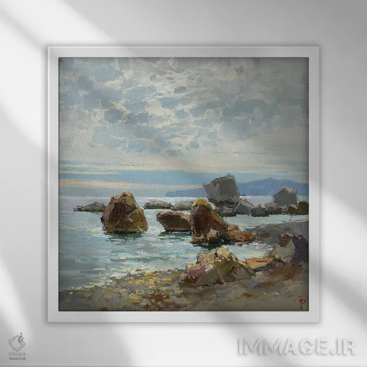 تابلو صبح بر فراز دریا اثر ایگور پوزدف - نمای قابدار سفید