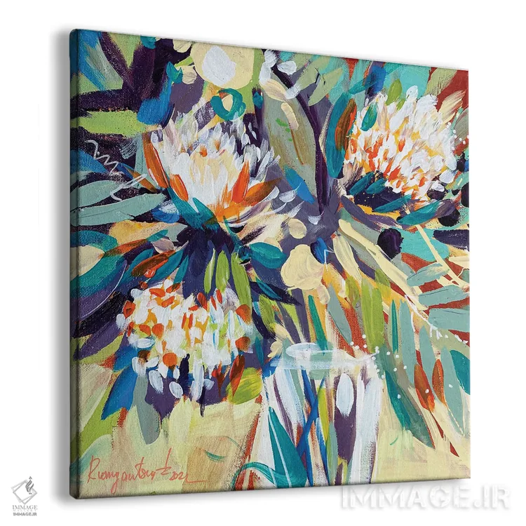 تابلو گلها در گلدان شیشهای اثر ایرینا رومیانسهوا - نمای پرسپکتیو محصول