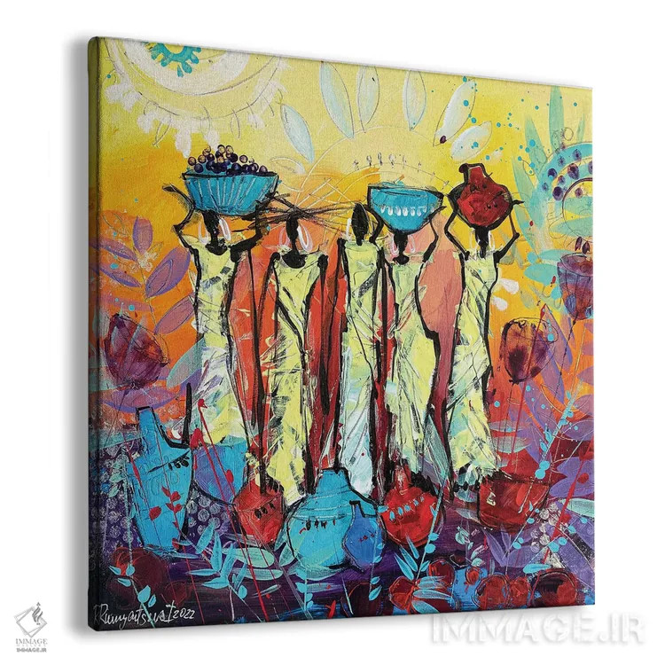 تابلو زنان قبیلهای آفریقایی ۱۴ اثر ایرینا رومیانسهوا - نمای پرسپکتیو محصول