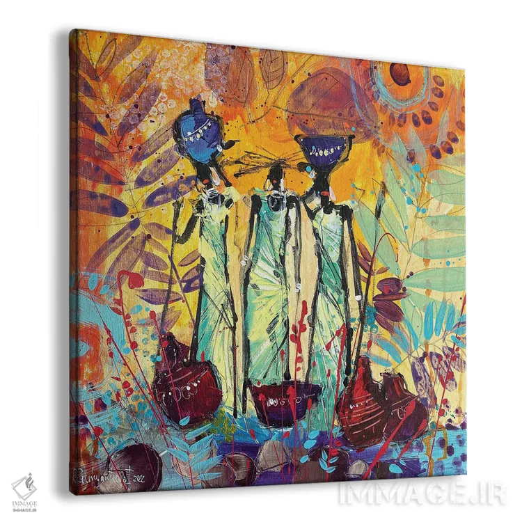 تابلو زنان قبیلهای آفریقایی ۱۳ اثر ایرینا رومیانسهوا - نمای پرسپکتیو محصول