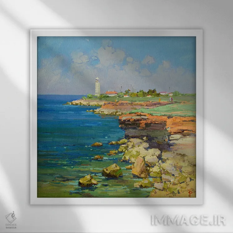 تابلو فانوس دریایی خرسونس (قسمت اول) اثر ایگور پوزدف - نمای قابدار سفید