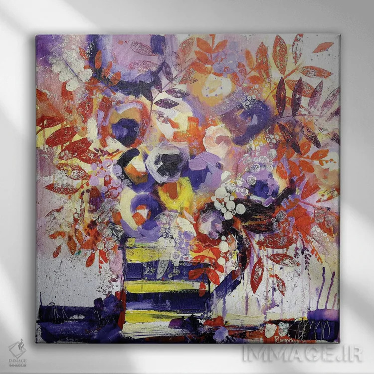 تابلو طبیعت بیجان گلها اثر ایرینا رومیانسهوا - نمای روبهرو روی دیوار