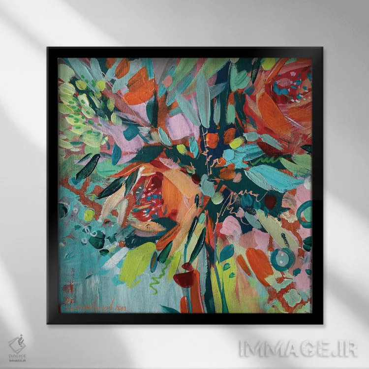 تابلو گلهای تابستانی اثر ایرینا رومیانسهوا - نمای قابدار مشکی