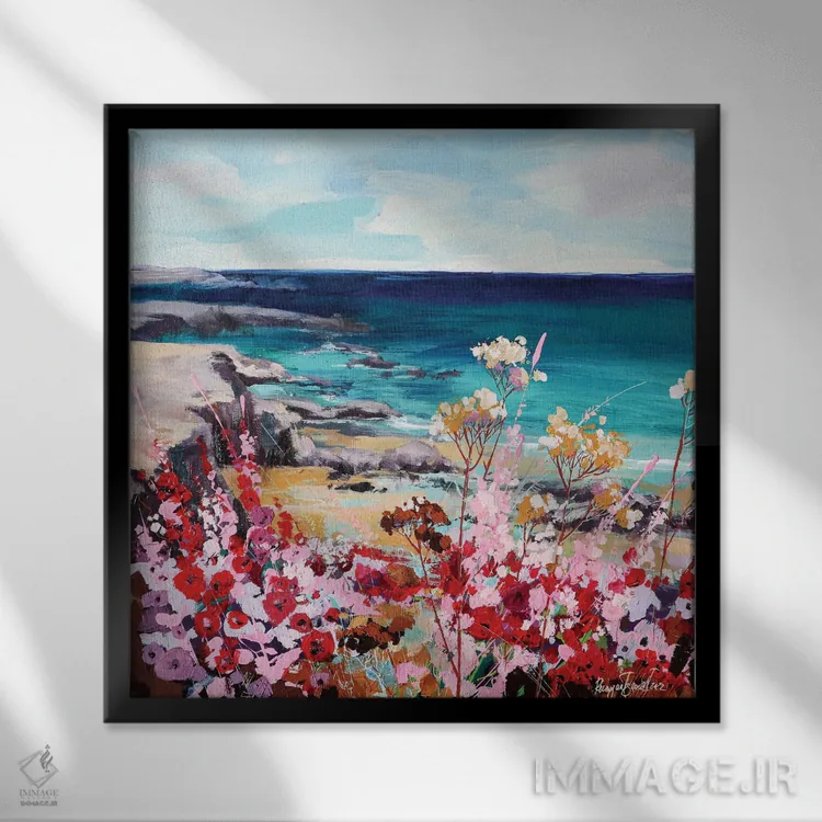 تابلو ساحل آفتابی کورنوال ۲ اثر ایرینا رومیانسهوا - نمای قابدار مشکی