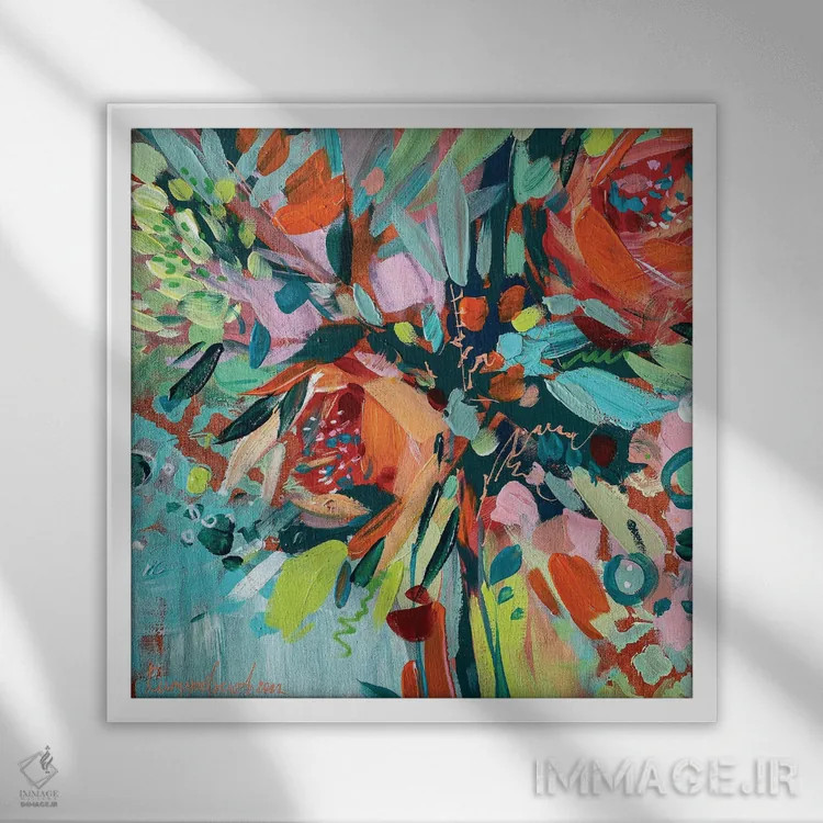 تابلو گلهای تابستانی اثر ایرینا رومیانسهوا - نمای قابدار سفید