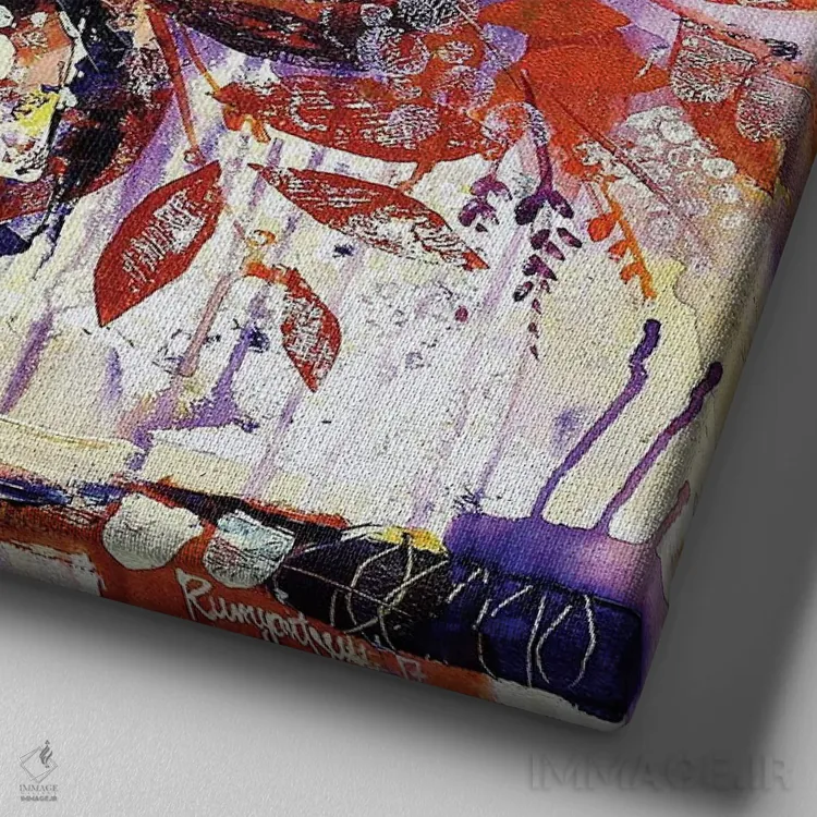 تابلو طبیعت بیجان گلها اثر ایرینا رومیانسهوا - نمای نزدیک بافت بوم