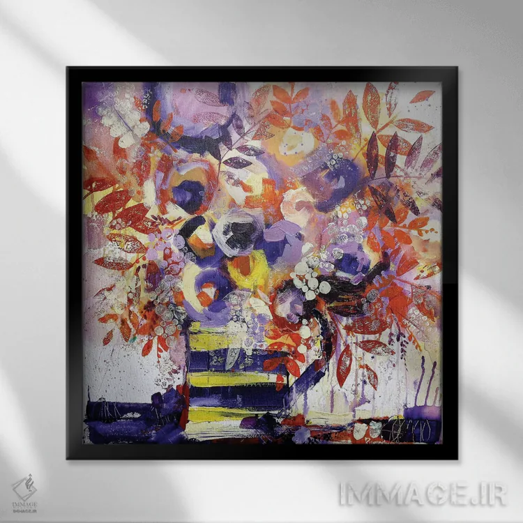 تابلو طبیعت بیجان گلها اثر ایرینا رومیانسهوا - نمای قابدار مشکی