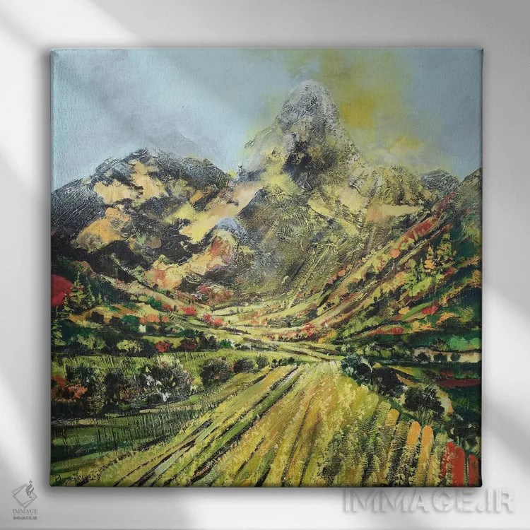 تابلو مرتع دامنه کوه اثر ایرینا رومیانسهوا - نمای روبهرو روی دیوار