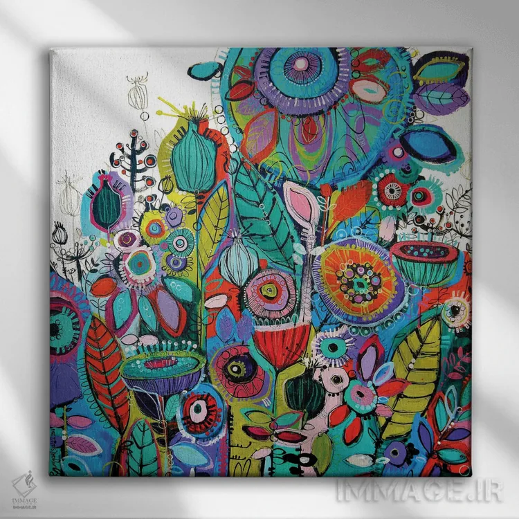 تابلو گلهای تابستانی گرمسیری اثر ایرینا رومیانسهوا - نمای روبهرو روی دیوار