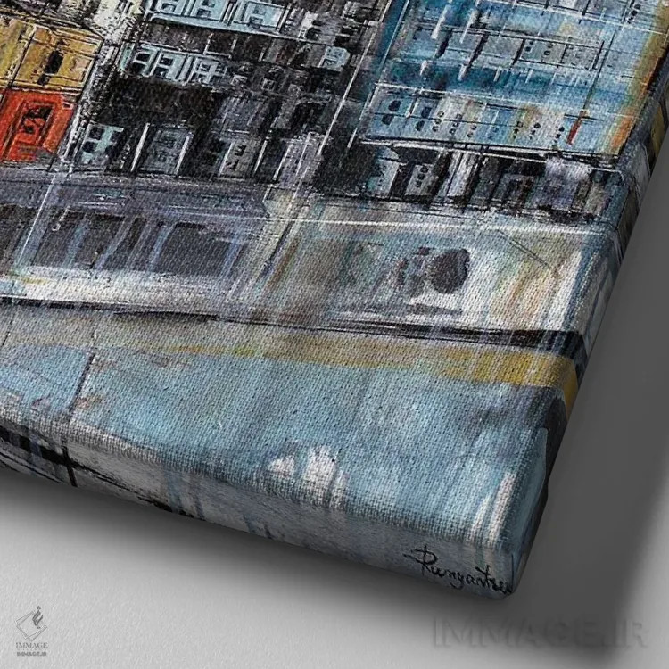 تابلو خیابانهای نیویورک اثر ایرینا رومیانسهوا - نمای نزدیک بافت بوم