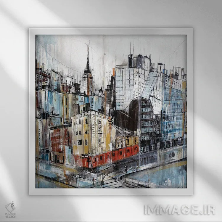 تابلو خیابانهای نیویورک اثر ایرینا رومیانسهوا - نمای قابدار سفید