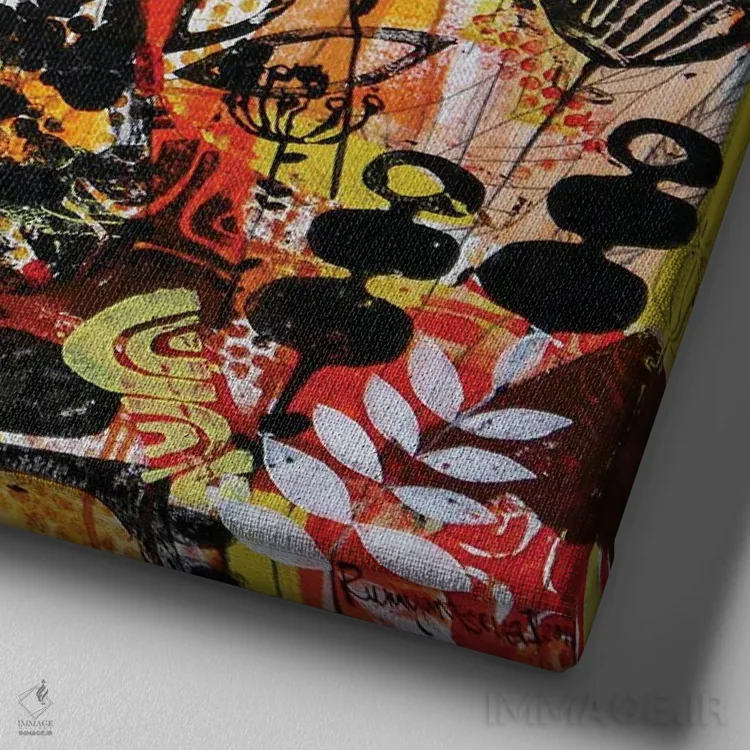 تابلو زنان قبیلهای آفریقایی ۱ اثر ایرینا رومیانسهوا - نمای نزدیک بافت بوم