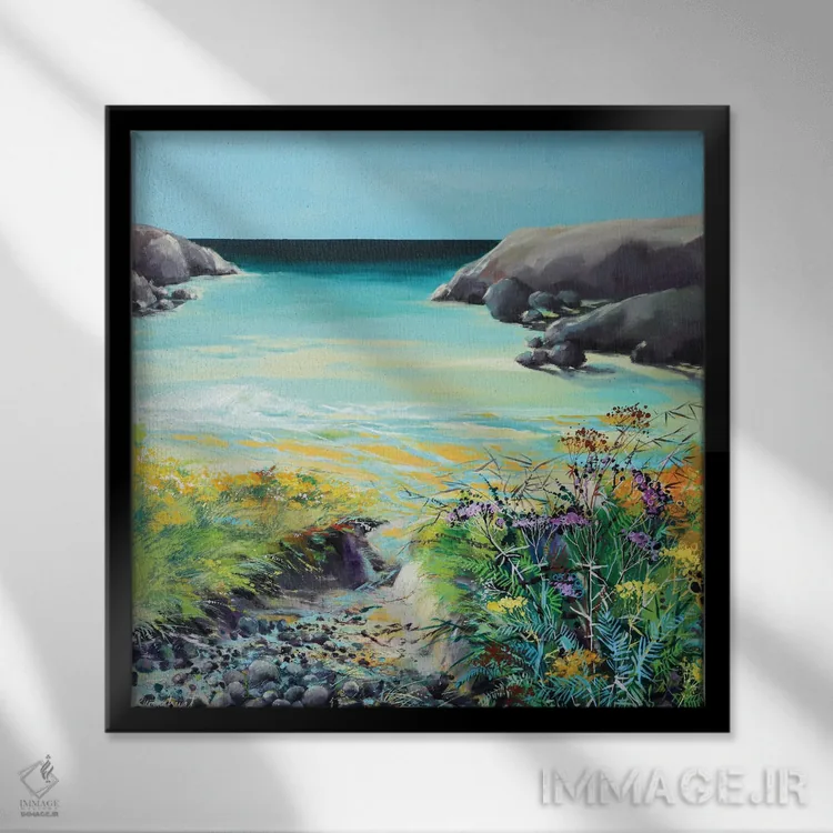 تابلو ساحل کورنوال ۲ اثر ایرینا رومیانسهوا - نمای قابدار مشکی