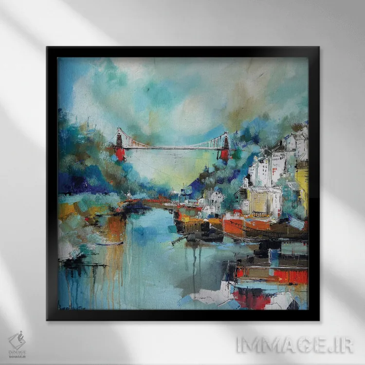تابلو پل معلق کلیفتون، بریستول اثر ایرینا رومیانسهوا - نمای قابدار مشکی