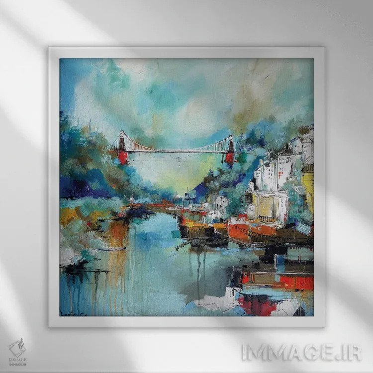 تابلو پل معلق کلیفتون، بریستول اثر ایرینا رومیانسهوا - نمای قابدار سفید
