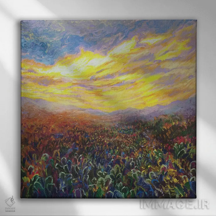 تابلو طلوع آفتاب با کاکتوسها اثر آیریس اسکات - نمای روبهرو روی دیوار