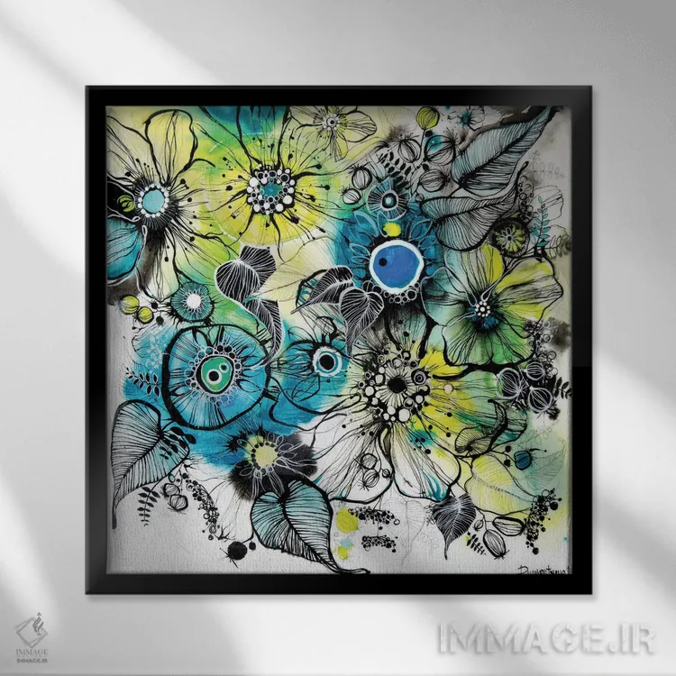 تابلو گلها اثر ایرینا رومیانسهوا - نمای قابدار مشکی