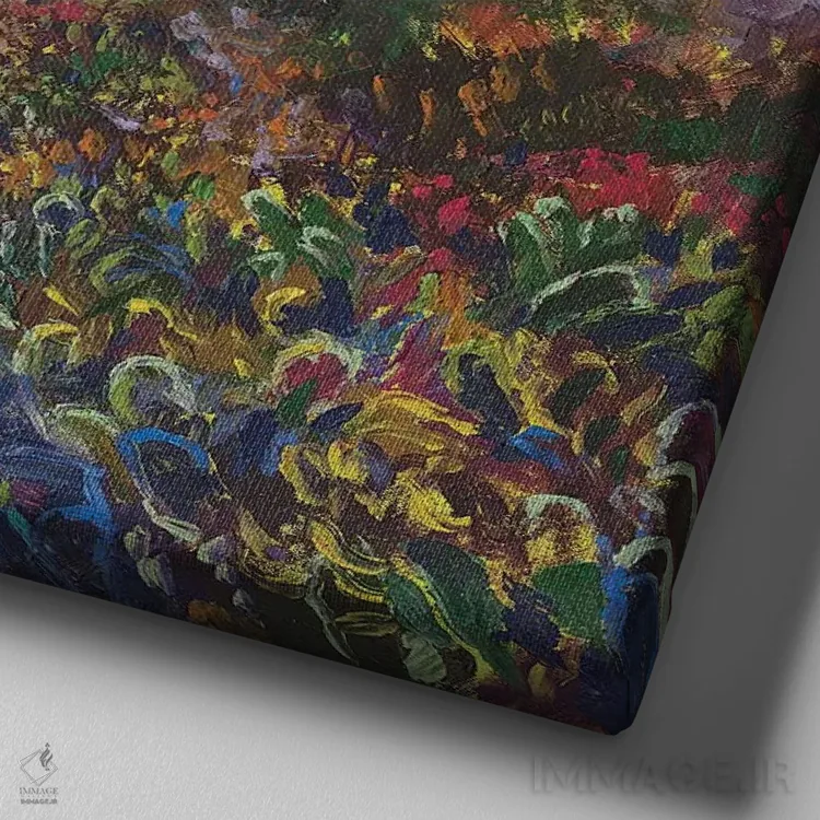 تابلو طلوع آفتاب با کاکتوسها اثر آیریس اسکات - نمای نزدیک بافت بوم