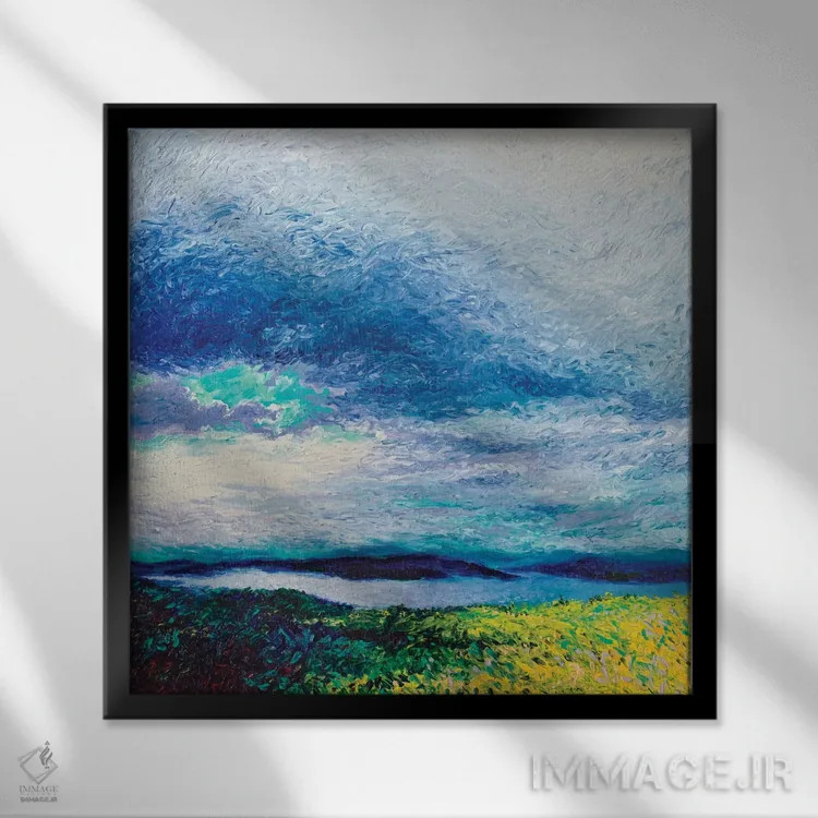 تابلو سیاتل از آسمان اثر آیریس اسکات - نمای قابدار مشکی