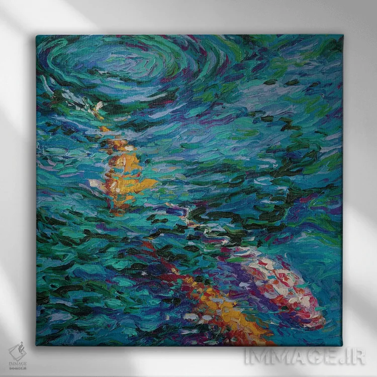 تابلو استخر کوی (نوعی ماهی ژاپنی) اثر آیریس اسکات - نمای روبهرو روی دیوار