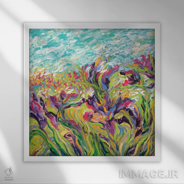 تابلو زنبقها ۱ اثر آیریس اسکات - نمای قابدار سفید