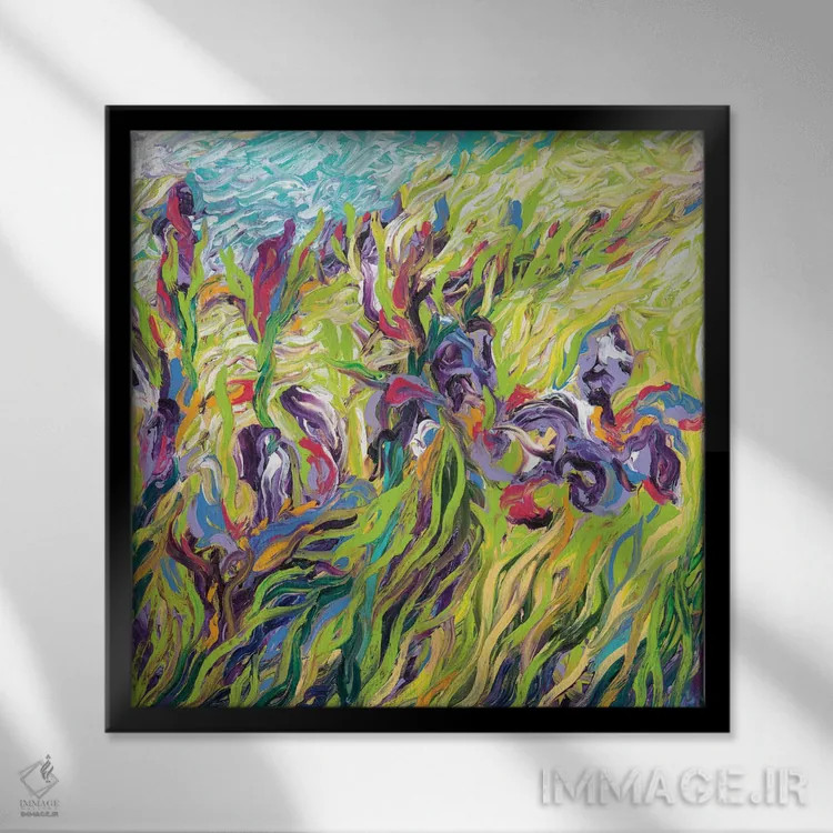 تابلو زنبقها ۲ اثر آیریس اسکات - نمای قابدار مشکی