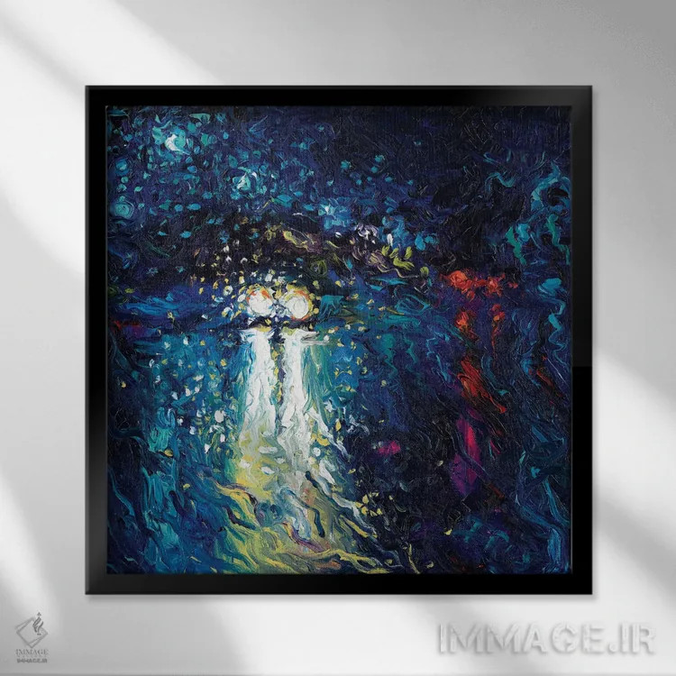 تابلو مینی کوپر در حال نزدیک شدن (خودرو) اثر آیریس اسکات - نمای قابدار مشکی