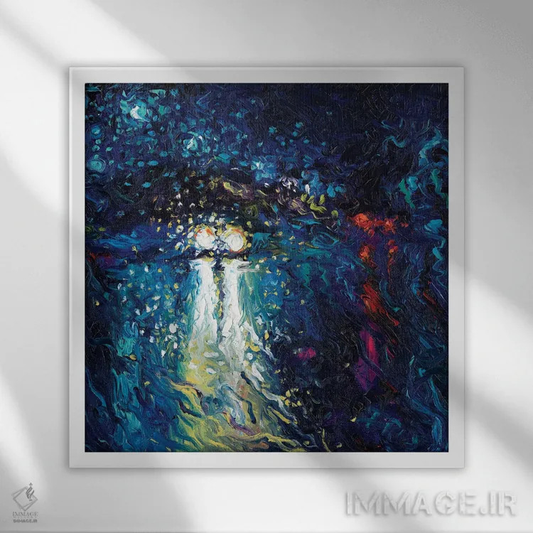تابلو مینی کوپر در حال نزدیک شدن (خودرو) اثر آیریس اسکات - نمای قابدار سفید