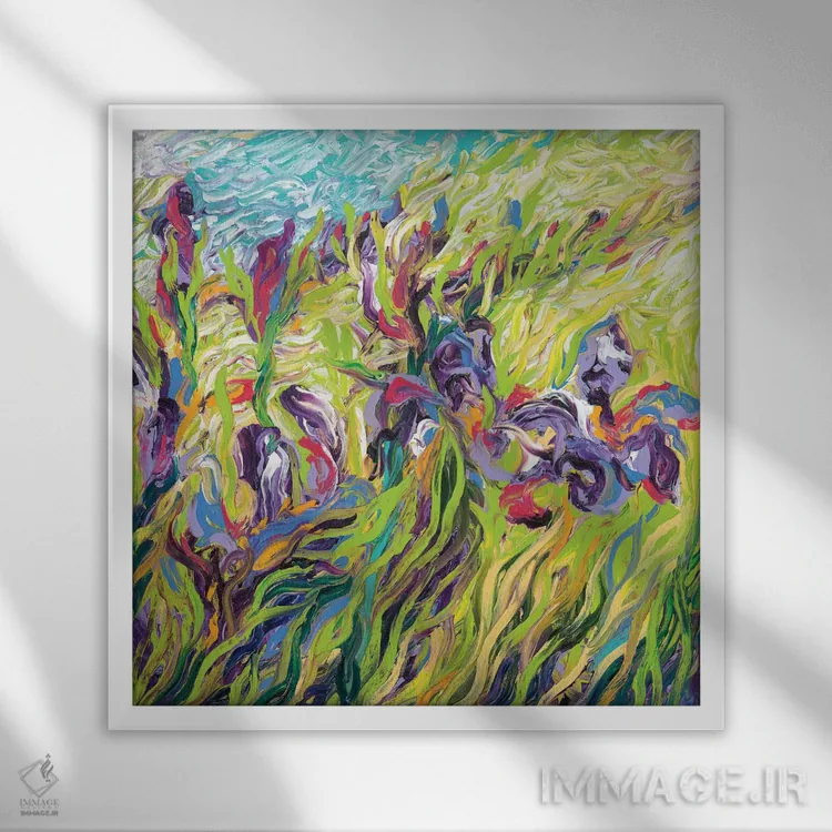 تابلو زنبقها ۲ اثر آیریس اسکات - نمای قابدار سفید