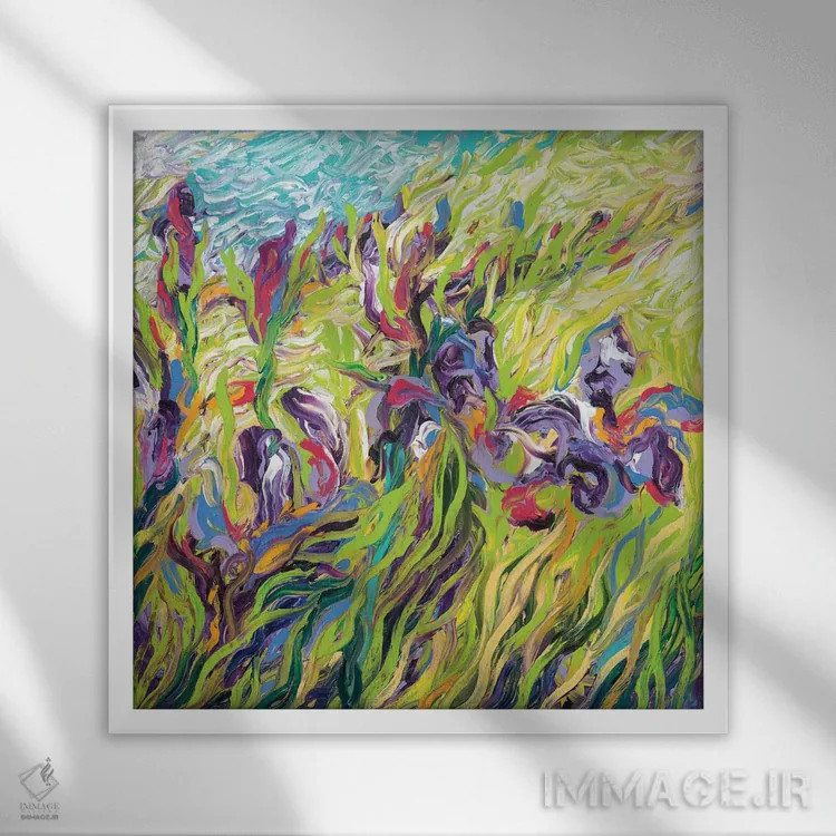 تابلو زنبقها ۲ اثر آیریس اسکات - نمای قابدار سفید