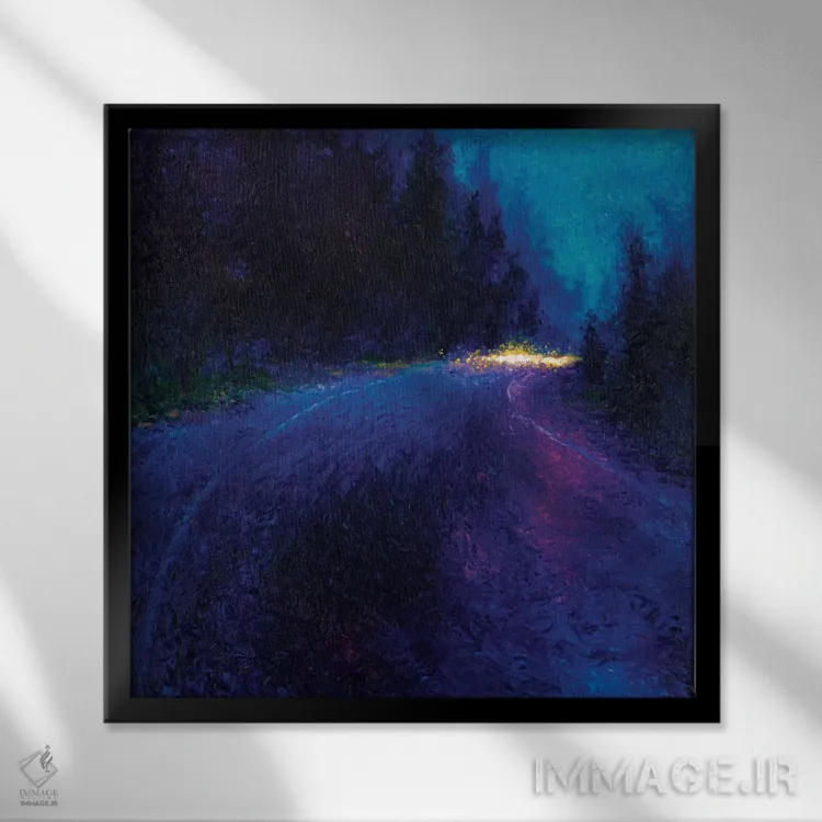تابلو جادهٔ کبالت آبی اثر آیریس اسکات - نمای قابدار مشکی