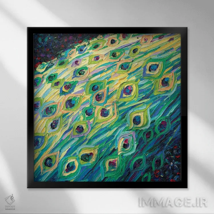 تابلو تابلوی دو بخشی طاووس سیاه بخش اول اثر آیریس اسکات - نمای قابدار مشکی