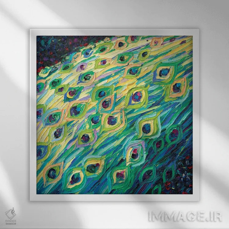 تابلو تابلوی دو بخشی طاووس سیاه بخش اول اثر آیریس اسکات - نمای قابدار سفید