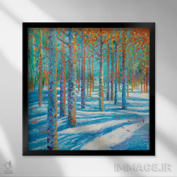 تابلو پاییز یخبسته اثر آیریس اسکات - نمای قابدار مشکی