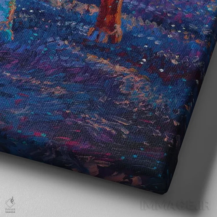 تابلو سگ ساحلی اثر آیریس اسکات - نمای نزدیک بافت بوم