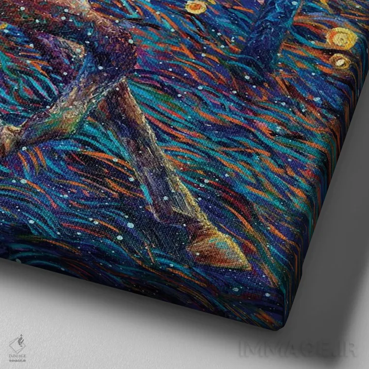 تابلو نَپالم در صبح (ارجاع به فیلم) اثر آیریس اسکات - نمای نزدیک بافت بوم